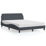 vidaXL Bedframe Fluweel Donkergrijs 140x200 cm - 55% Korting!