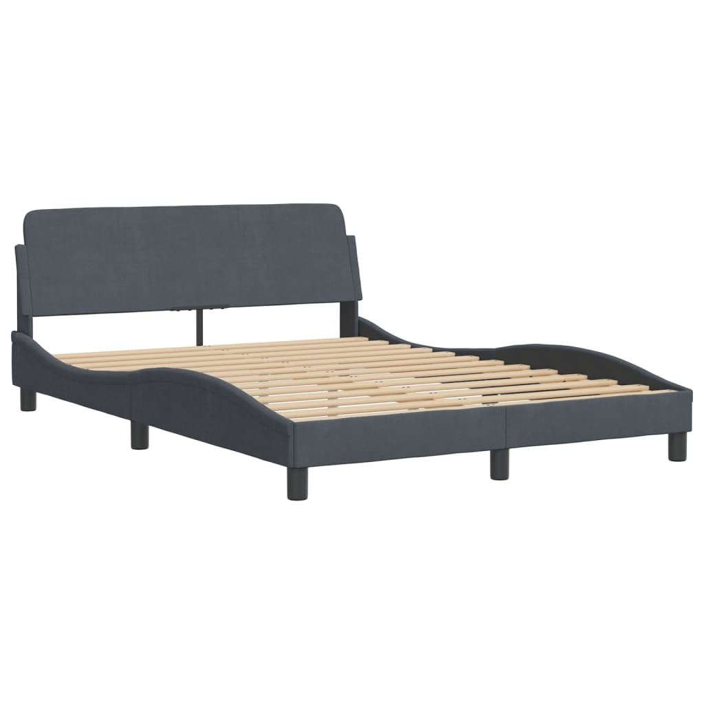 vidaXL Bedframe Fluweel Donkergrijs 140x200 cm - 55% Korting!