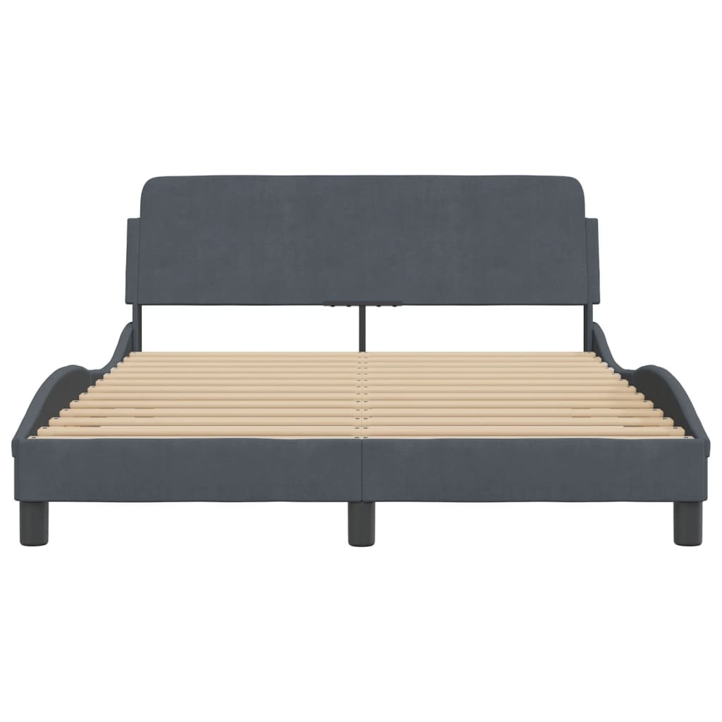 vidaXL Bedframe Fluweel Donkergrijs 140x200 cm - 55% Korting!