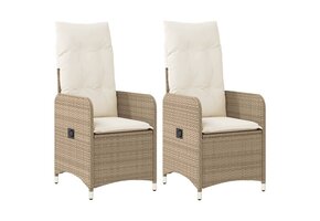VidaXL Tuinstoelen 2 st. Beige Poly Rattan Verstelbaar + Kussens | 46% Korting!