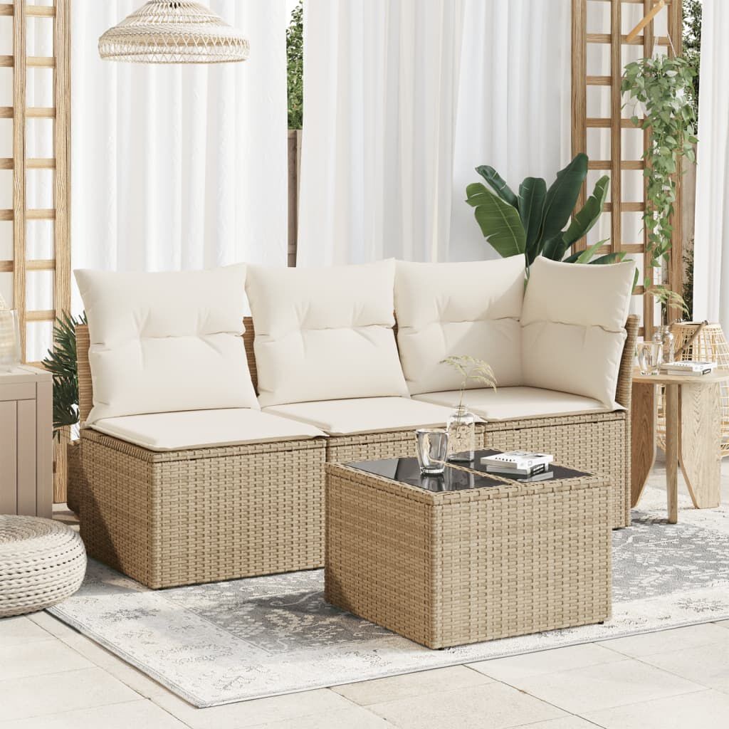 VidaXL Tuintafel Poly Rattan Beige | 40% Korting | Zo Goed Als Nieuw!