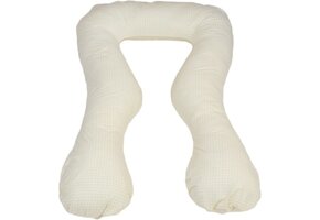 Zwangerschapskussen 300cm Crème Wit - Geruit | 40% Korting