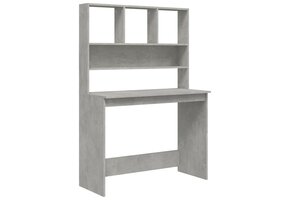 VidaXL Bureau met Schappen (Betongrijs) - 55% Korting! | Nog 1 Beschikbaar!