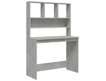 VidaXL Bureau met Schappen (Betongrijs) - 55% Korting! | Nog 1 Beschikbaar!