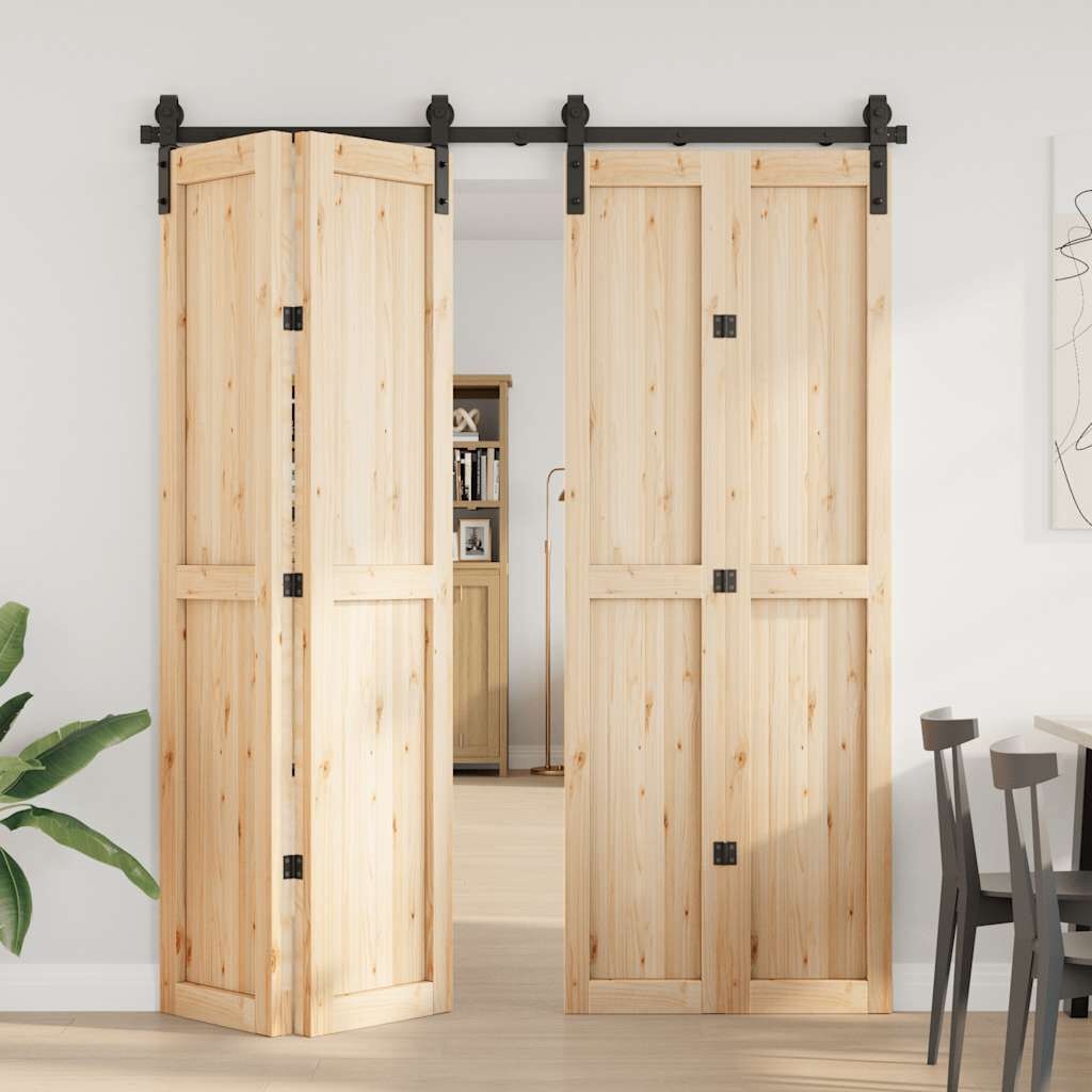 vidaXL Schuifdeurbeslag Set 183cm Zwart - 46% Korting!