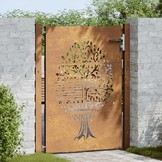 VidaXL Cortenstaal Tuinpoort 105x130 cm Boom Design | -55% Korting!