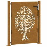 VidaXL Cortenstaal Tuinpoort 105x130 cm Boom Design | -55% Korting!