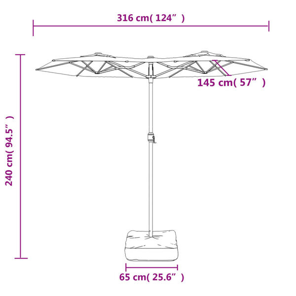 VidaXL Dubbele Parasol met LED (316x240cm) - 65% Korting!