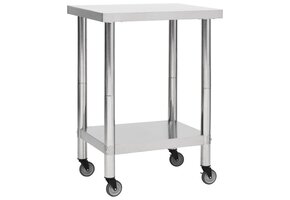 vidaXL Keukenwerktafel RVS met wielen - 55% Korting - Licht beschadigd