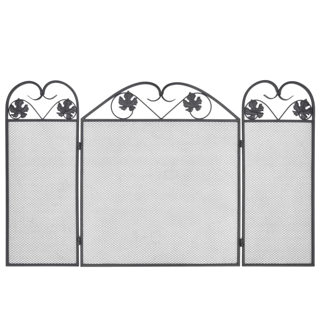 vidaXL Haardscherm 3 panelen ijzer zwart - 40% Korting! Slechts 1 op voorraad!