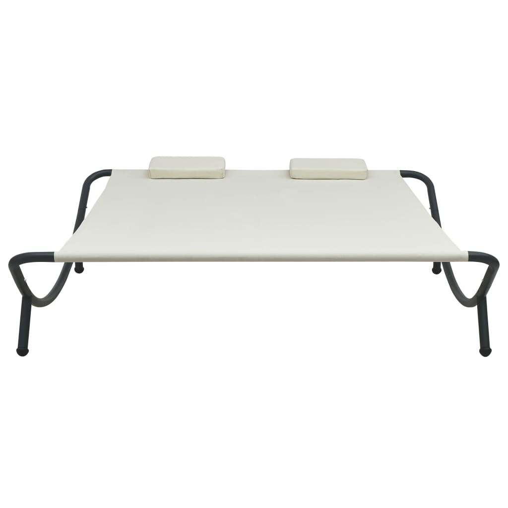 vidaXL Loungebed Stof Crème - 40% Korting! Zo goed als nieuw!