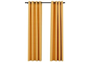 vidaXL Gordijnen Linnen-look Verduisterend 2st 140x245cm Geel - 40% Korting!