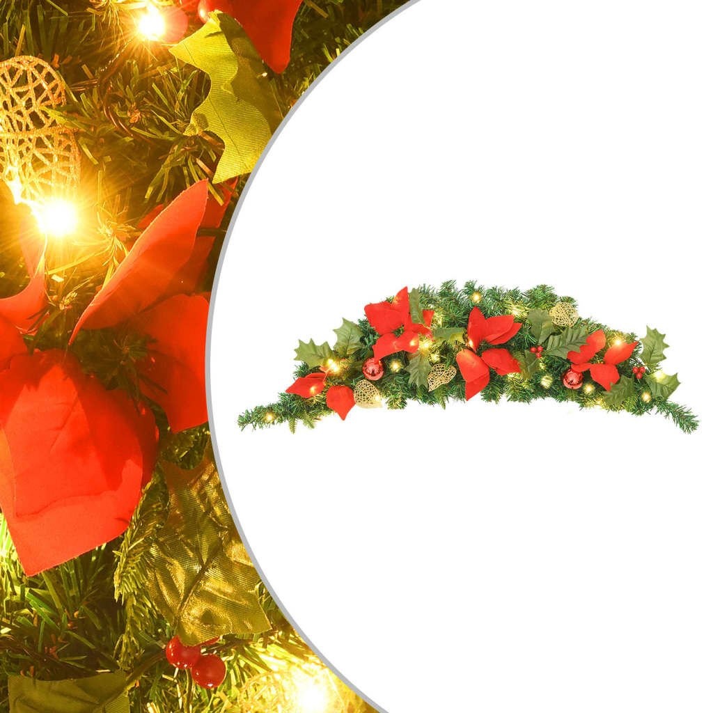 vidaXL Kerstboog 90cm PVC Groen/Rood met 20 LED's | 40% Korting!