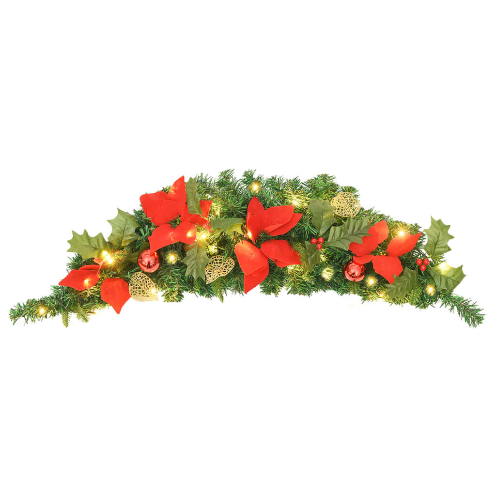 vidaXL Kerstboog 90cm PVC Groen/Rood met 20 LED's | 40% Korting!