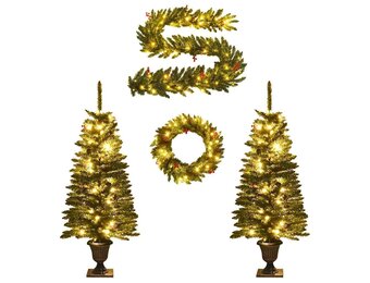VidaXL Kerstboomset (2 bomen) met Krans & Guirlande - 35% Korting!
