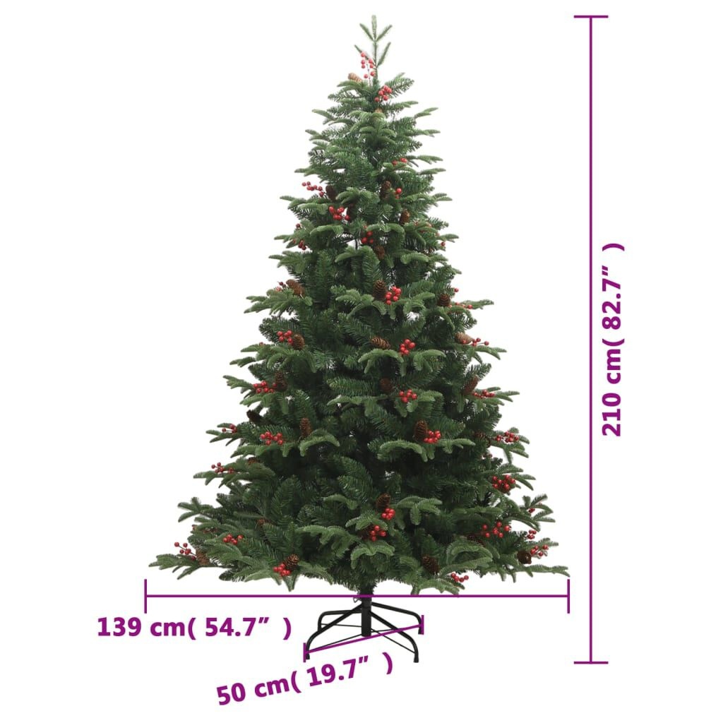VidaXL Kunstkerstboom 210cm met Dennenappels & Bessen - 35% Korting!