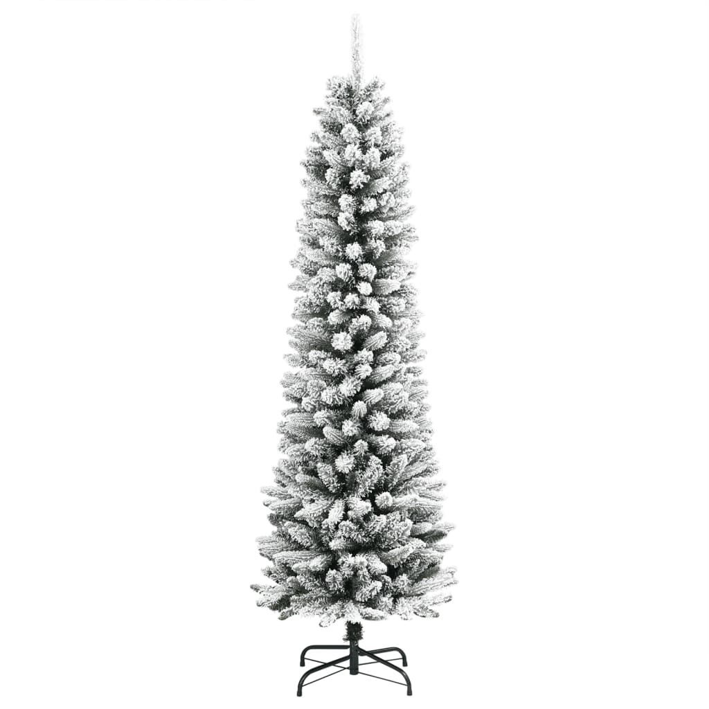 vidaXL Smalle Kunstkerstboom 210 cm met Sneeuw | 35% Korting