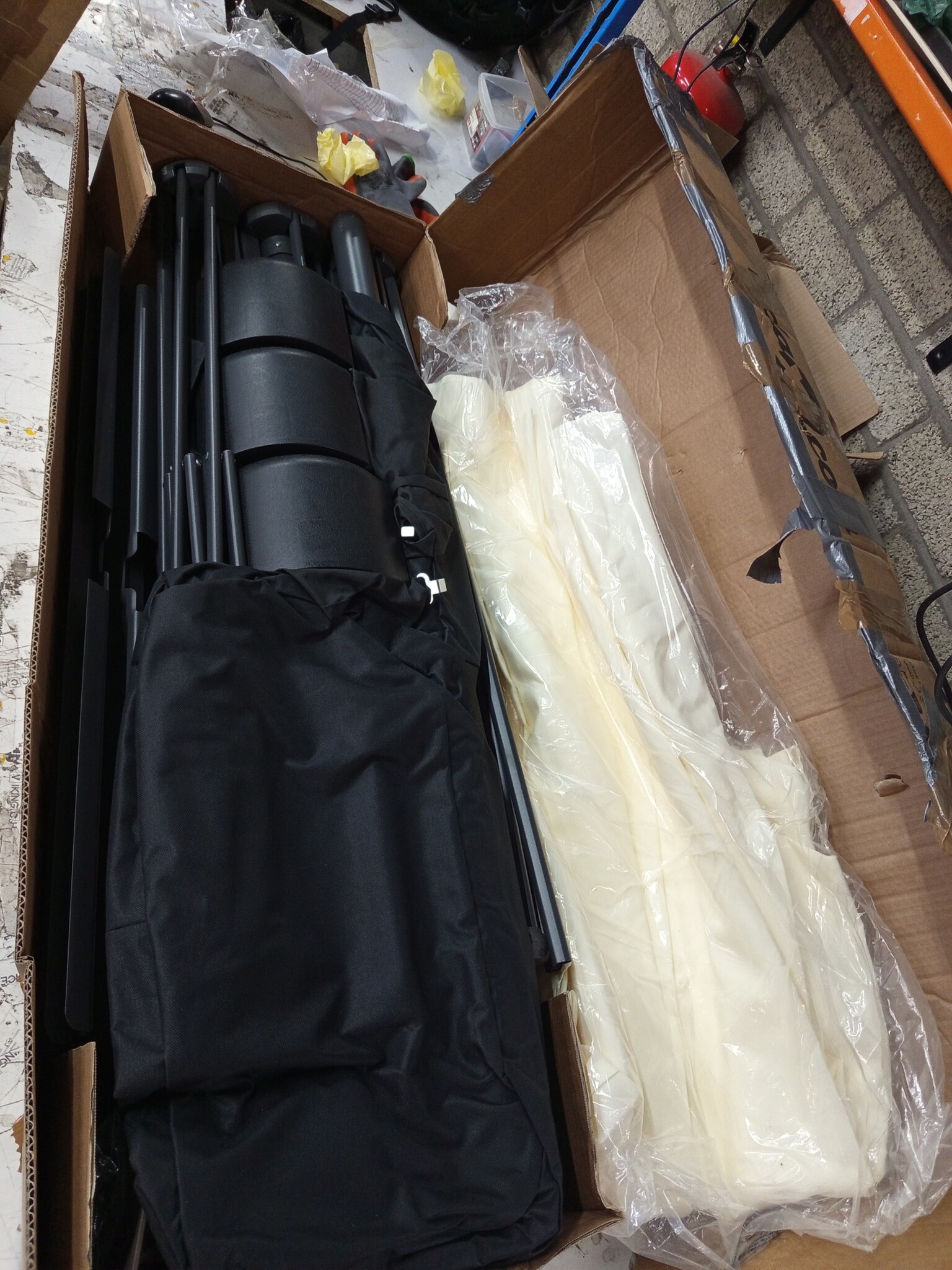 vidaXL Dubbele Parasol 449x245cm Zandwit - Nu 68% Korting!