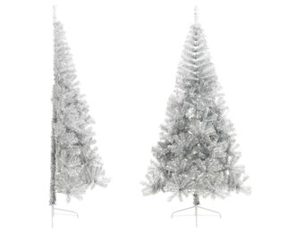 VidaXL Kunstkerstboom Half 210 cm PET Zilver - 35% Korting!