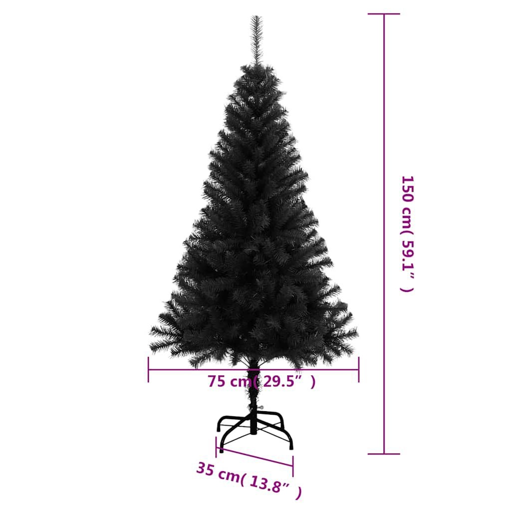 vidaXL Zwarte Kunstkerstboom 150cm PVC - 35% Korting!