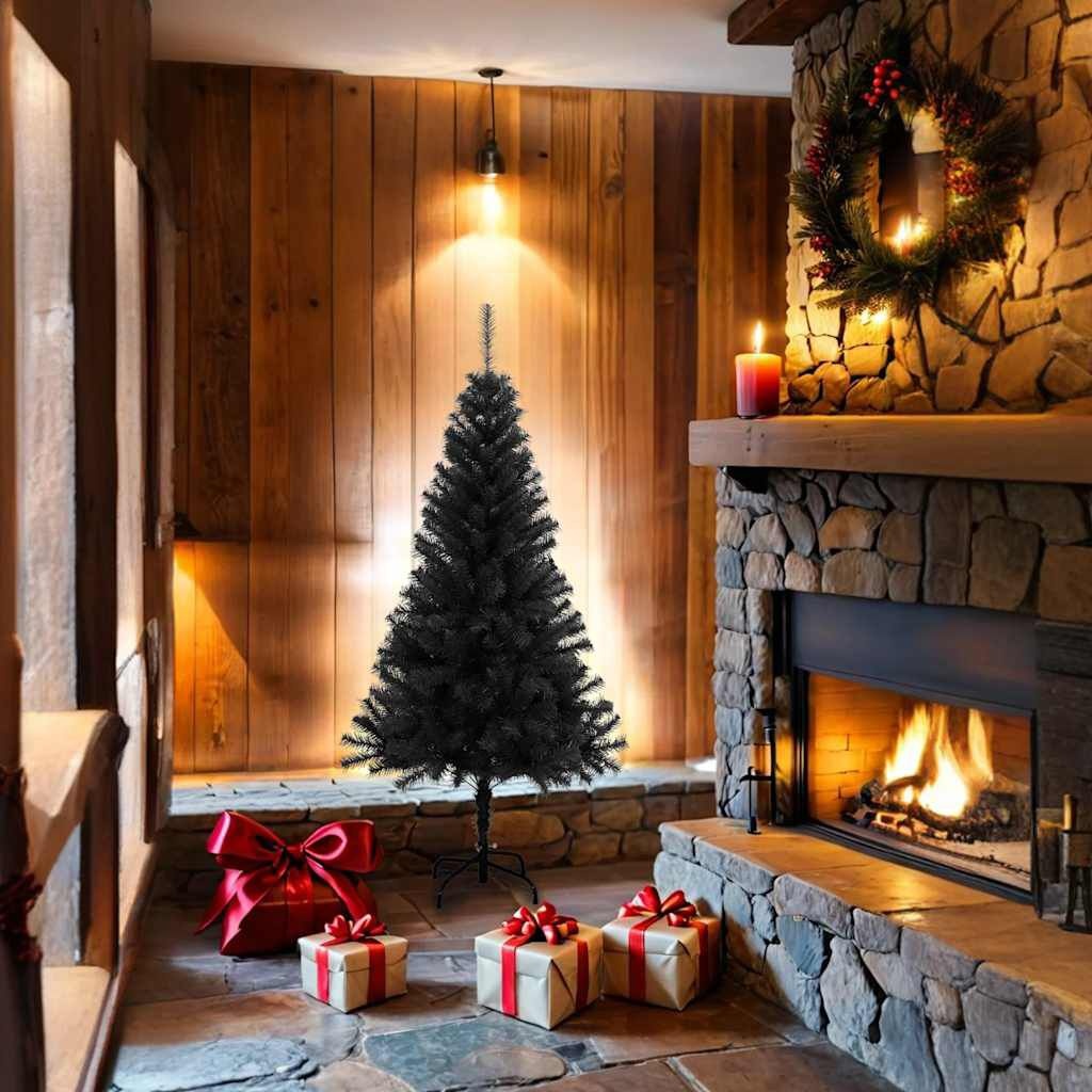 vidaXL Zwarte Kunstkerstboom 150cm PVC - 35% Korting!