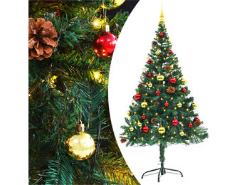 VidaXL Kunstkerstboom 150cm Groen met 150 LED's & Ballen | 40% Korting!