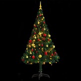 VidaXL Kunstkerstboom 150cm Groen met 150 LED's & Ballen | 40% Korting!