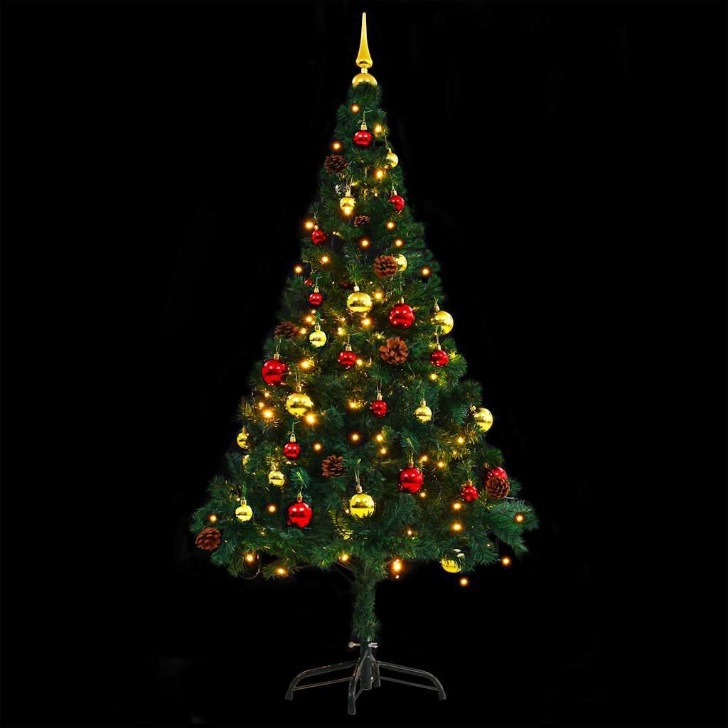 VidaXL Kunstkerstboom 150cm Groen met 150 LED's & Ballen | 40% Korting!