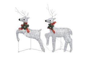 vidaXL Kerstrendieren 2 st 40 LED's Zilverkleurig - 35% Korting!