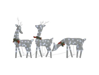 vidaXL Kerst Rendierfamilie 270cm Gaas Wit/Zilver - 35% Korting!