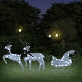 vidaXL Kerstdecoratie Rendieren & Slee 60 LED's Wit - 35% Korting!