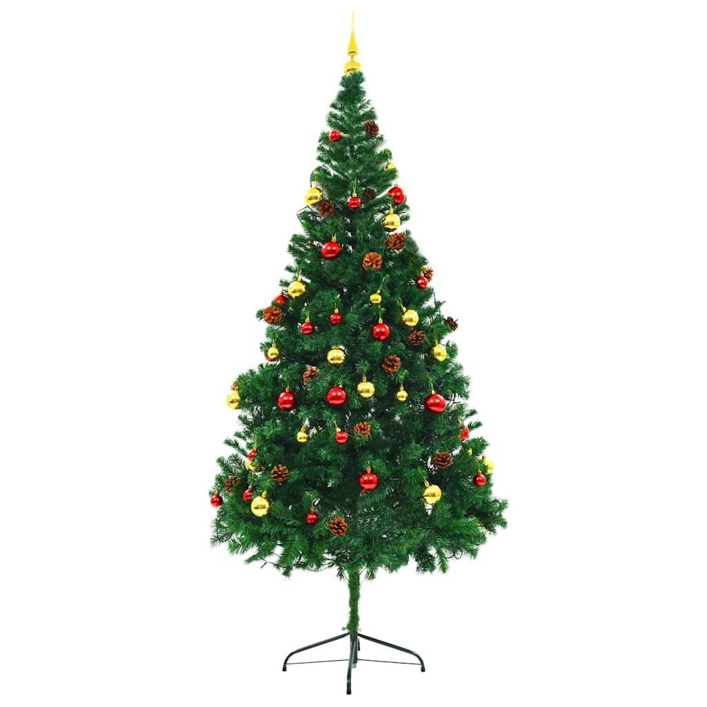 Kerstboom 210cm Groen met 200 LED's & Kerstballen - 35% Korting!