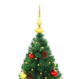 Kerstboom 210cm Groen met 200 LED's & Kerstballen - 35% Korting!