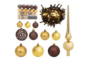 Kerstballenset met 150 LED's & Piek | Goud/Brons | 35% Korting!