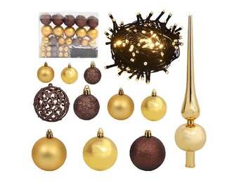 Kerstballenset met 150 LED's & Piek | Goud/Brons | 35% Korting!