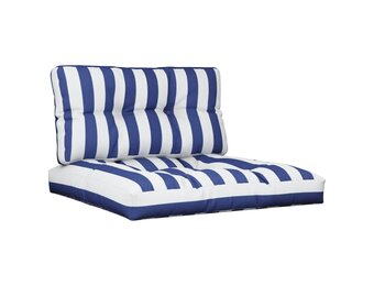 vidaXL Palletkussens 2 st stof gestreept wit en blauw