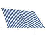 vidaXL Luifel Uittrekbaar 250x150cm Blauw/Wit - Nu 56% Korting!