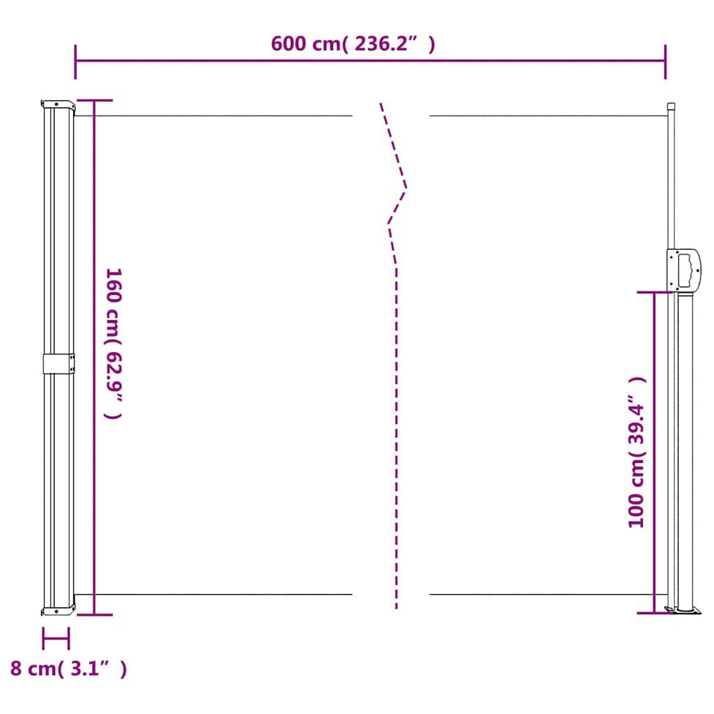 vidaXL Uittrekbaar Windscherm 160x600cm Antraciet - 46% Korting!