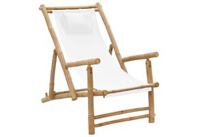 VidaXL Terrasstoel Bamboe & Canvas Crèmewit - 51% Korting!