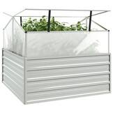 VidaXL Verhoogde Plantenbak met Kas - 100x100x85cm - Zilver (55% Korting!)