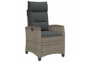 VidaXL Verstelbare Poly Rattan Tuinstoel met Bijzettafel - Grijs | -40% Korting!