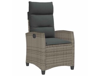 VidaXL Verstelbare Poly Rattan Tuinstoel met Bijzettafel - Grijs | -40% Korting!