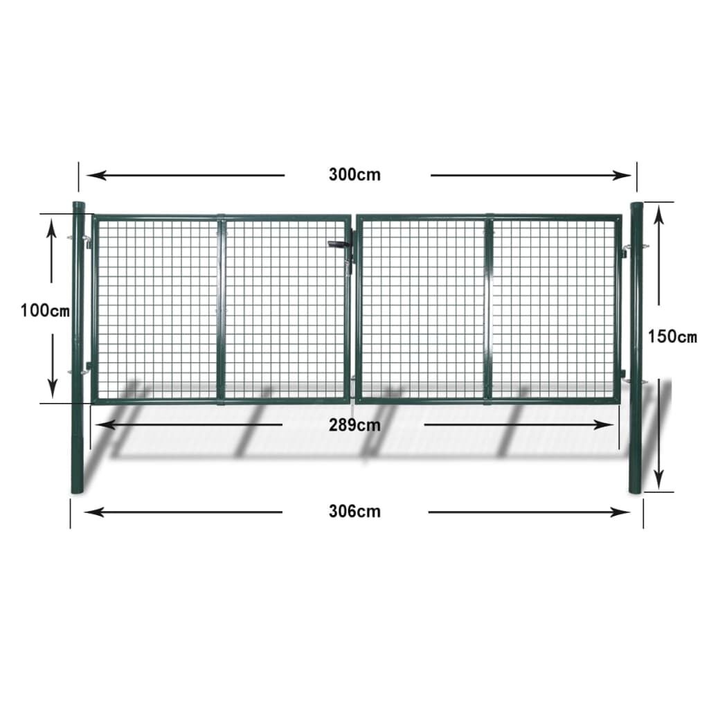 VidaXL Tuinpoort Staal Groen 306x150cm | 40% Korting | Retourproduct