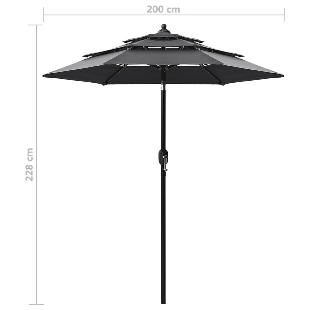 VidaXL Parasol Antraciet 74% Korting! Aluminium Paal, 3-laags