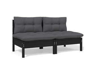 VidaXL Tuinbank 2-zits Grenenhout Zwart - Nu 56% Korting!