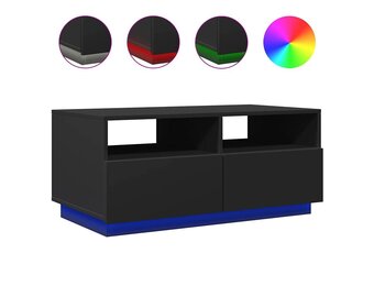 VidaXL Salontafel met LED Zwart - 90cm | 55% Korting! | Lichte Krasjes