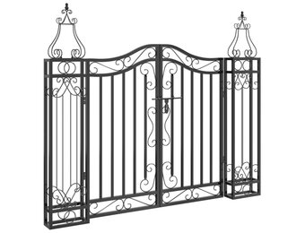 VidaXL Smeedijzeren Tuinpoort Zwart 121x8x100 cm | 40% Korting!