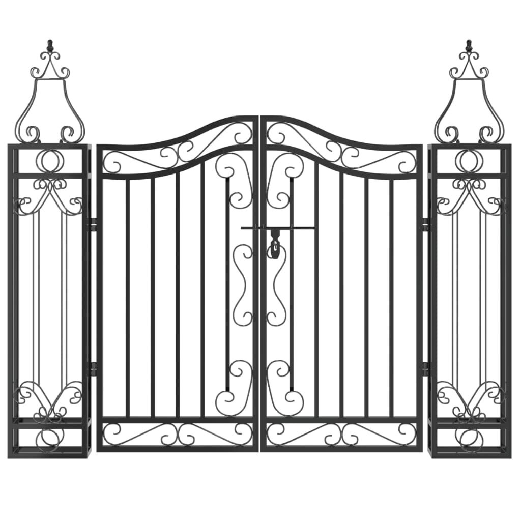 VidaXL Smeedijzeren Tuinpoort Zwart 121x8x100 cm | 40% Korting!