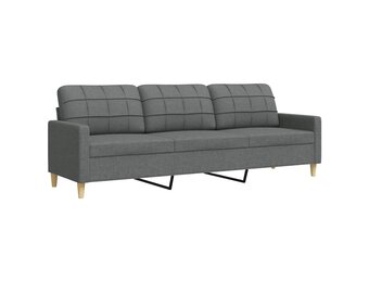 vidaXL Driezitsbank 210cm Stof Donkergrijs | -40% Korting!