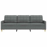vidaXL Driezitsbank 210cm Stof Donkergrijs | -40% Korting!